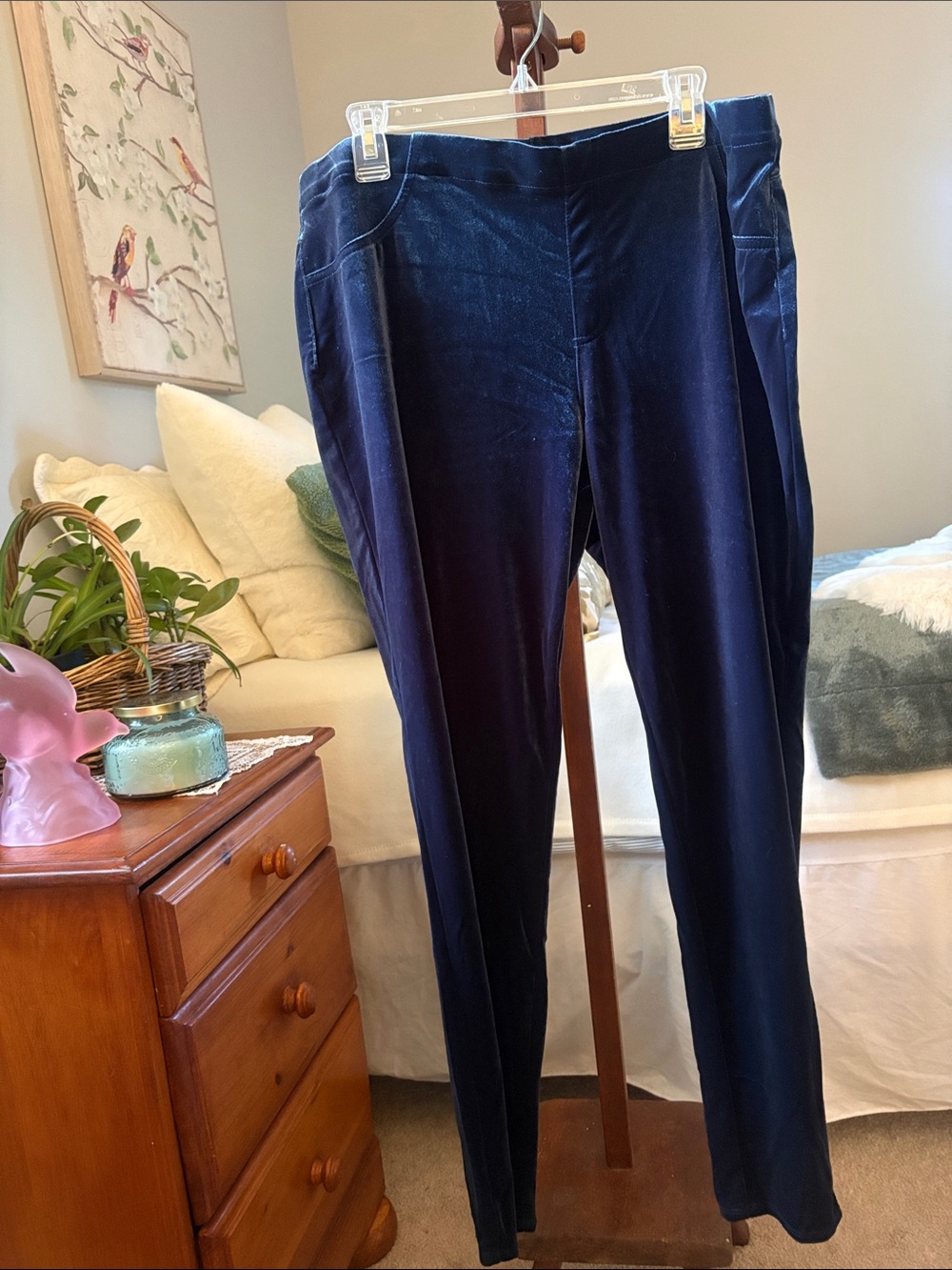 Time and Tru Velvet Jeggings in Navy Blue